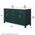 Wyndham WCG242460DGECCUNSMXX Beckett 60 Inch Double Bathroom Vanity in Green, Carrara Cultured Marble Countertop, Undermount Square Sinks, Brushed Nickel Trim