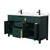 Wyndham WCG242460DGKCCUNSMXX Beckett 60 Inch Double Bathroom Vanity in Green, Carrara Cultured Marble Countertop, Undermount Square Sinks, Matte Black Trim