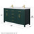 Wyndham WCG242460DGDWCUNSMXX Beckett 60 Inch Double Bathroom Vanity in Green, White Cultured Marble Countertop, Undermount Square Sinks, Brushed Gold Trim