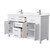 Wyndham WCG242460DWHCCUNSMXX Beckett 60 Inch Double Bathroom Vanity in White, Carrara Cultured Marble Countertop, Undermount Square Sinks, No Mirror