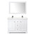 Wyndham WCV232348DWHC2UNSM46 Avery 48 Inch Double Bathroom Vanity in White, Light-Vein Carrara Cultured Marble Countertop, Undermount Square Sinks, 46 Inch Mirror