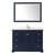 Wyndham WCV232348SBLC2UNSM46 Avery 48 Inch Single Bathroom Vanity in Dark Blue, Light-Vein Carrara Cultured Marble Countertop, Undermount Square Sink, 46 Inch Mirror