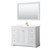 Wyndham WCV232348SWGWCUNSM46 Avery 48 Inch Single Bathroom Vanity in White, White Cultured Marble Countertop, Undermount Square Sink, 46 Inch Mirror, Brushed Gold Trim