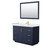 Wyndham WCF292948SBLWCUNSM46 Miranda 48 Inch Single Bathroom Vanity in Dark Blue, White Cultured Marble Countertop, Undermount Square Sink, Brushed Gold Trim, 46 Inch Mirror