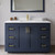 Wyndham WCF292948SBLWCUNSM46 Miranda 48 Inch Single Bathroom Vanity in Dark Blue, White Cultured Marble Countertop, Undermount Square Sink, Brushed Gold Trim, 46 Inch Mirror