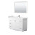 Wyndham WCF292948SWHC2UNSM46 Miranda 48 Inch Single Bathroom Vanity in White, Light-Vein Carrara Cultured Marble Countertop, Undermount Square Sink, Brushed Nickel Trim, 46 Inch Mirror