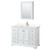 Wyndham WCS202048SWGC2UNSMED Deborah 48 Inch Single Bathroom Vanity in White, Carrara Cultured Marble Countertop, Undermount Square Sink, Brushed Gold Trim, Medicine Cabinet
