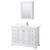 Wyndham WCS202048SWGWCUNSMED Deborah 48 Inch Single Bathroom Vanity in White, White Cultured Marble Countertop, Undermount Square Sink, Brushed Gold Trim, Medicine Cabinet