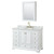 Wyndham WCS202048SWGCMUNOMED Deborah 48 Inch Single Bathroom Vanity in White, White Carrara Marble Countertop, Undermount Oval Sink, Brushed Gold Trim, Medicine Cabinet