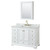 Wyndham WCS202048SWGCMUNSMED Deborah 48 Inch Single Bathroom Vanity in White, White Carrara Marble Countertop, Undermount Square Sink, Brushed Gold Trim, Medicine Cabinet