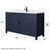 Wyndham WCG242460SBBWCUNSMXX Beckett 60 Inch Single Bathroom Vanity in Dark Blue, White Cultured Marble Countertop, Undermount Square Sink, Matte Black Trim