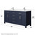 Wyndham WCG242466DBNCCUNSMXX Beckett 66 Inch Double Bathroom Vanity in Dark Blue, Carrara Cultured Marble Countertop, Undermount Square Sinks, Brushed Nickel Trim