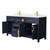 Wyndham WCG242466DBLCCUNSMXX Beckett 66 Inch Double Bathroom Vanity in Dark Blue, Carrara Cultured Marble Countertop, Undermount Square Sinks, No Mirror