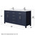 Wyndham WCG242466DBNWCUNSMXX Beckett 66 Inch Double Bathroom Vanity in Dark Blue, White Cultured Marble Countertop, Undermount Square Sinks, Brushed Nickel Trim