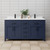 Wyndham WCG242466DBBWCUNSMXX Beckett 66 Inch Double Bathroom Vanity in Dark Blue, White Cultured Marble Countertop, Undermount Square Sinks, Matte Black Trim