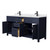 Wyndham WCG242466DBBWCUNSMXX Beckett 66 Inch Double Bathroom Vanity in Dark Blue, White Cultured Marble Countertop, Undermount Square Sinks, Matte Black Trim