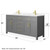 Wyndham WCG242466DGGCCUNSMXX Beckett 66 Inch Double Bathroom Vanity in Dark Gray, Carrara Cultured Marble Countertop, Undermount Square Sinks, Brushed Gold Trim