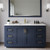 Wyndham WCF292960SBLC2UNSMXX Miranda 60 Inch Single Bathroom Vanity in Dark Blue, Light-Vein Carrara Cultured Marble Countertop, Undermount Square Sink, Brushed Gold Trim