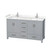 Wyndham WCS141460DGYC2UNSMXX Sheffield 60 Inch Double Bathroom Vanity in Gray, Carrara Cultured Marble Countertop, Undermount Square Sinks, No Mirror