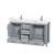 Wyndham WCS141460DGYWCUNSMXX Sheffield 60 Inch Double Bathroom Vanity in Gray, White Cultured Marble Countertop, Undermount Square Sinks, No Mirror