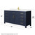 Wyndham WCG242466SBLCCUNSMXX Beckett 66 Inch Single Bathroom Vanity in Dark Blue, Carrara Cultured Marble Countertop, Undermount Square Sink, No Mirror