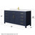 Wyndham WCG242466SBLWCUNSMXX Beckett 66 Inch Single Bathroom Vanity in Dark Blue, White Cultured Marble Countertop, Undermount Square Sink, No Mirror