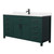 Wyndham WCG242466SGKCCUNSMXX Beckett 66 Inch Single Bathroom Vanity in Green, Carrara Cultured Marble Countertop, Undermount Square Sink, Matte Black Trim