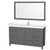 Wyndham WCS141460SKGC2UNSM58 Sheffield 60 Inch Single Bathroom Vanity in Dark Gray, Carrara Cultured Marble Countertop, Undermount Square Sink, 58 Inch Mirror