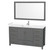 Wyndham WCS141460SKGWCUNSM58 Sheffield 60 Inch Single Bathroom Vanity in Dark Gray, White Cultured Marble Countertop, Undermount Square Sink, 58 Inch Mirror