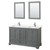 Wyndham WCS202060DKGC2UNSM24 Deborah 60 Inch Double Bathroom Vanity in Dark Gray, Light-Vein Carrara Cultured Marble Countertop, Undermount Square Sinks, 24 Inch Mirrors