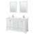 Wyndham WCS202060DWGWCUNSM24 Deborah 60 Inch Double Bathroom Vanity in White, White Cultured Marble Countertop, Undermount Square Sinks, Brushed Gold Trim, 24 Inch Mirrors