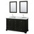 Wyndham WCS202060DDECMUNOM24 Deborah 60 Inch Double Bathroom Vanity in Dark Espresso, White Carrara Marble Countertop, Undermount Oval Sinks, and 24 Inch Mirrors