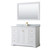 Wyndham WCV232348SWGCMUNSM46 Avery 48 Inch Single Bathroom Vanity in White, White Carrara Marble Countertop, Undermount Square Sink, 46 Inch Mirror, Brushed Gold Trim