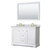 Wyndham WCV232348DWGCMUNOM46 Avery 48 Inch Double Bathroom Vanity in White, White Carrara Marble Countertop, Undermount Oval Sinks, 46 Inch Mirror, Brushed Gold Trim