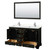 Wyndham WCS202060DDEC2UNSM58 Deborah 60 Inch Double Bathroom Vanity in Dark Espresso, Light-Vein Carrara Cultured Marble Countertop, Undermount Square Sinks, 58 Inch Mirror