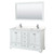 Wyndham WCS202060DWHC2UNSM58 Deborah 60 Inch Double Bathroom Vanity in White, Light-Vein Carrara Cultured Marble Countertop, Undermount Square Sinks, 58 Inch Mirror