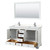 Wyndham WCS202060DWHC2UNSM58 Deborah 60 Inch Double Bathroom Vanity in White, Light-Vein Carrara Cultured Marble Countertop, Undermount Square Sinks, 58 Inch Mirror