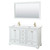 Wyndham WCS202060DWGWCUNSM58 Deborah 60 Inch Double Bathroom Vanity in White, White Cultured Marble Countertop, Undermount Square Sinks, Brushed Gold Trim, 58 Inch Mirror