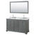 Wyndham WCS202060DKGCMUNSM58 Deborah 60 Inch Double Bathroom Vanity in Dark Gray, White Carrara Marble Countertop, Undermount Square Sinks, and 58 Inch Mirror