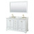 Wyndham WCS202060DWGCMUNOM58 Deborah 60 Inch Double Bathroom Vanity in White, White Carrara Marble Countertop, Undermount Oval Sinks, Brushed Gold Trim, 58 Inch Mirror