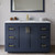 Wyndham WCF292948SBLCMUNSM46 Miranda 48 Inch Single Bathroom Vanity in Dark Blue, White Carrara Marble Countertop, Undermount Square Sink, Brushed Gold Trim, 46 Inch Mirror