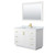 Wyndham WCF292948SWGCMUNSM46 Miranda 48 Inch Single Bathroom Vanity in White, White Carrara Marble Countertop, Undermount Square Sink, Brushed Gold Trim, 46 Inch Mirror