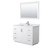 Wyndham WCF292948SWHCMUNSM46 Miranda 48 Inch Single Bathroom Vanity in White, White Carrara Marble Countertop, Undermount Square Sink, Brushed Nickel Trim, 46 Inch Mirror