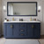Wyndham WCF292972DBLC2UNSMXX Miranda 72 Inch Double Bathroom Vanity in Dark Blue, Light-Vein Carrara Cultured Marble Countertop, Undermount Square Sinks, Brushed Gold Trim
