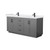 Wyndham WCF292972DGBWCUNSMXX Miranda 72 Inch Double Bathroom Vanity in Dark Gray, White Cultured Marble Countertop, Undermount Square Sinks, Matte Black Trim