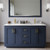 Wyndham WCF292960DBLC2UNSM58 Miranda 60 Inch Double Bathroom Vanity in Dark Blue, Light-Vein Carrara Cultured Marble Countertop, Undermount Square Sinks, Brushed Gold Trim, 58 Inch Mirror