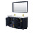 Wyndham WCF292960DBLWCUNSM58 Miranda 60 Inch Double Bathroom Vanity in Dark Blue, White Cultured Marble Countertop, Undermount Square Sinks, Brushed Gold Trim, 58 Inch Mirror