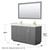Wyndham WCF292960DGGWCUNSM58 Miranda 60 Inch Double Bathroom Vanity in Dark Gray, White Cultured Marble Countertop, Undermount Square Sinks, Brushed Gold Trim, 58 Inch Mirror