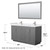 Wyndham WCF292960DKGWCUNSM58 Miranda 60 Inch Double Bathroom Vanity in Dark Gray, White Cultured Marble Countertop, Undermount Square Sinks, Brushed Nickel Trim, 58 Inch Mirror