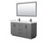 Wyndham WCF292960DGBWCUNSM58 Miranda 60 Inch Double Bathroom Vanity in Dark Gray, White Cultured Marble Countertop, Undermount Square Sinks, Matte Black Trim, 58 Inch Mirror